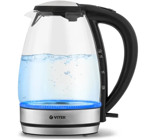Чайник электрический Vitek VT-7046 1.7л. 2200Вт прозрачный/черный корпус: пластик/стекло Чайник электрический Vitek VT-7046 1.7л. 2200Вт прозрачный/черный корпус: пластик/стекло
