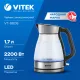 Чайник электрический Vitek VT-8808 1.7л. 2200Вт разноцветный корпус: стекло/металл