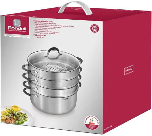 Кастрюля-пароварка Rondell RDS-1815, 30.4л, 32см, с крышкой, стальной