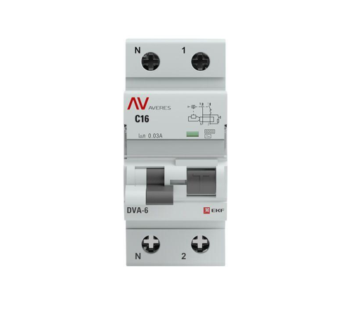 EKF rcbo6-1pn-16C-30-ac-av Дифференциальный автомат DVA-6 1P+N 16А (C) 30мА (AC) 6кА EKF AVERES EKF rcbo6-1pn-16C-30-ac-av Дифференциальный автомат DVA-6 1P+N 16А (C) 30мА (AC) 6кА EKF AVERES