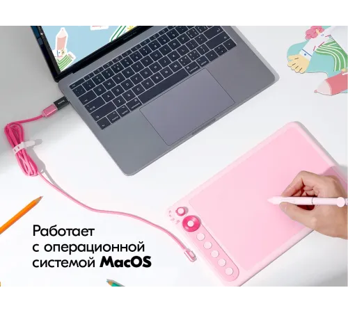 Графический планшет Parblo Intangbo X7 USB Type-C розовый