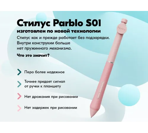 Графический планшет Parblo Intangbo X7 USB Type-C розовый