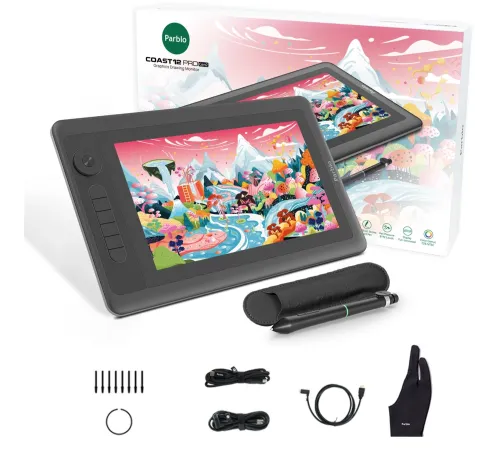 Графический планшет-монитор Parblo Coast12 Pro Gen 2 USB Type-C/USB/HDMI черный