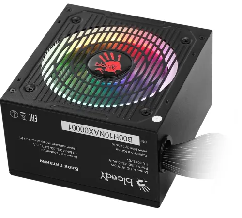 Блок питания Bloody ATX 700W BD-PS700W 80 PLUS WHITE (20+4pin) APFC 120mm fan color LED 6xSATA RTL Блок питания Bloody ATX 700W BD-PS700W 80 PLUS WHITE (20+4pin) APFC 120mm fan color LED 6xSATA RTL