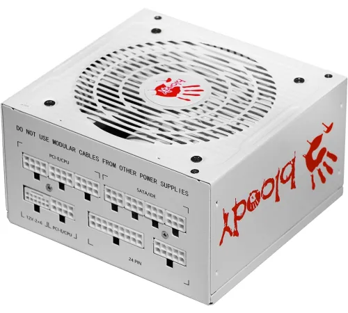 Блок питания, Bloody, BD-PS750G, 750Вт, 80 PLUS Gold, 120мм, белый Блок питания, Bloody, BD-PS750G, 750Вт, 80 PLUS Gold, 120мм, белый