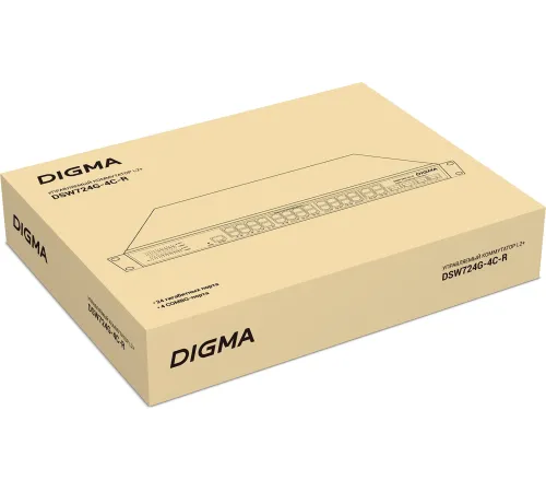 Коммутатор Digma DSW724G-4C-R (L2+) 24x1Гбит/с 4xКомбо(1000BASE-T/SFP) управляемый Коммутатор Digma DSW724G-4C-R (L2+) 24x1Гбит/с 4xКомбо(1000BASE-T/SFP) управляемый