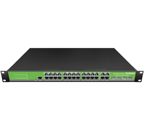 Коммутатор Digma DSP724G-4C-R300 (L2+) 24x1Гбит/с 4xКомбо(1000BASE-T/SFP) 24PoE 24PoE+ 300W управляемый Коммутатор Digma DSP724G-4C-R300 (L2+) 24x1Гбит/с 4xКомбо(1000BASE-T/SFP) 24PoE 24PoE+ 300W управляемый