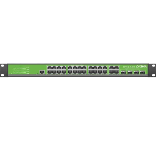 Коммутатор Digma DSP724G-4C-R300 (L2+) 24x1Гбит/с 4xКомбо(1000BASE-T/SFP) 24PoE 24PoE+ 300W управляемый Коммутатор Digma DSP724G-4C-R300 (L2+) 24x1Гбит/с 4xКомбо(1000BASE-T/SFP) 24PoE 24PoE+ 300W управляемый