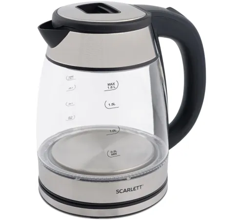 Чайник электрический Scarlett SC-EK27G40 1.8л. 1800Вт серебристый/черный корпус: стекло (EK27G40)