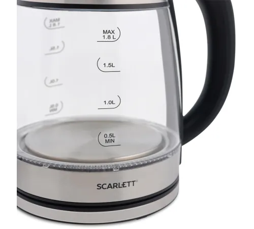 Чайник электрический Scarlett SC-EK27G40 1.8л. 1800Вт серебристый/черный корпус: стекло (EK27G40)