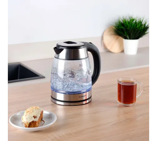 Чайник электрический Scarlett SC-EK27G40 1.8л. 1800Вт серебристый/черный корпус: стекло (EK27G40)