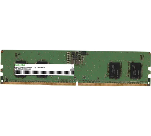 Память DDR5 8GB 5600MHz Digma DGMAD55600008S RTL PC5-44800 CL40 DIMM 288-pin 1.25В single rank Ret Память DDR5 8GB 5600MHz Digma DGMAD55600008S RTL PC5-44800 CL40 DIMM 288-pin 1.25В single rank Ret