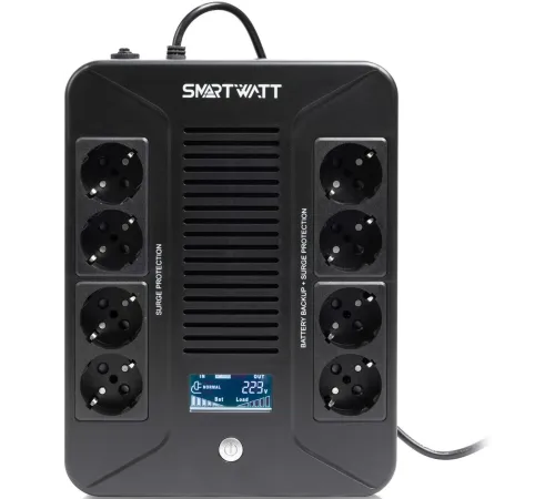 Источник бесперебойного питания Smartwatt Safe pro LCD 360Вт 600ВА черный Источник бесперебойного питания Smartwatt Safe pro LCD 360Вт 600ВА черный