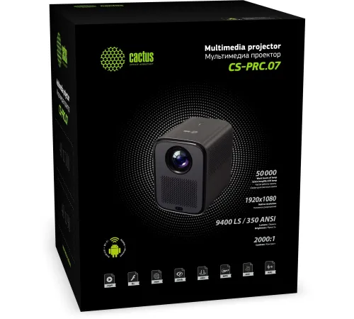 Проектор Cactus CS-PRC.07WT.Full HD-A LCD 9400Lm LS 350Lm ANSI (1920x1080) 2000:1 ресурс лампы:50000часов 1xUSB typeA 1xHDMI 1кг Проектор Cactus CS-PRC.07WT.Full HD-A LCD 9400Lm LS 350Lm ANSI (1920x1080) 2000:1 ресурс лампы:50000часов 1xUSB typeA 1xHDMI 1кг