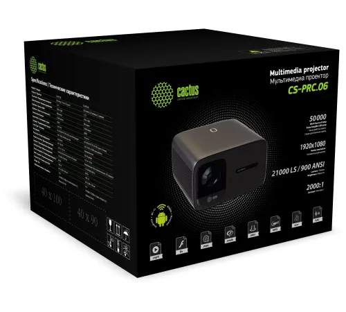 Проектор Cactus CS-PRC.06B.Full HD-A LCD 21000Lm LS 900Lm ANSI (1920x1080) 2000:1 ресурс лампы:50000часов 2xUSB typeA 2xHDMI 3.0кг Проектор Cactus CS-PRC.06B.Full HD-A LCD 21000Lm LS 900Lm ANSI (1920x1080) 2000:1 ресурс лампы:50000часов 2xUSB typeA 2xHDMI 3.0кг
