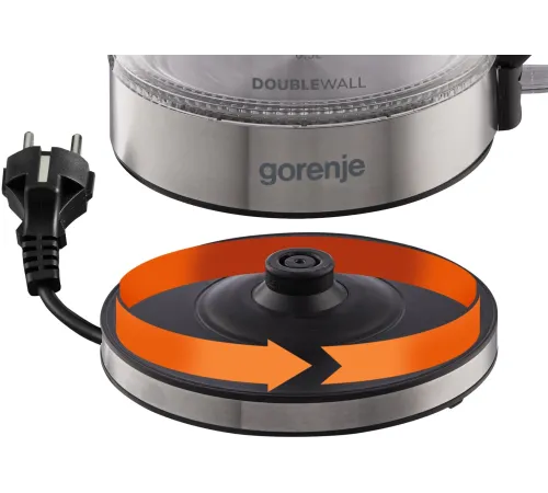 Чайник электрический Gorenje K17GDW 1.7л. 2200Вт черный корпус: металл/пластик