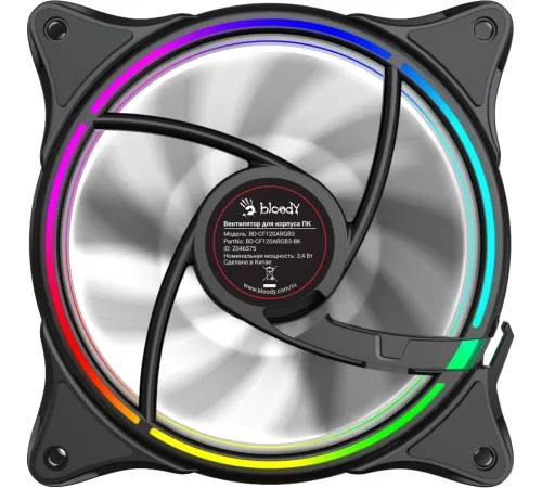 Вентилятор для корпуса Bloody BD-CF120ARGB3 ARGB 120х120x25 черный 4-pin 27дБ (BD-CF120ARGB3-BK) Ret Вентилятор для корпуса Bloody BD-CF120ARGB3 ARGB 120х120x25 черный 4-pin 27дБ (BD-CF120ARGB3-BK) Ret
