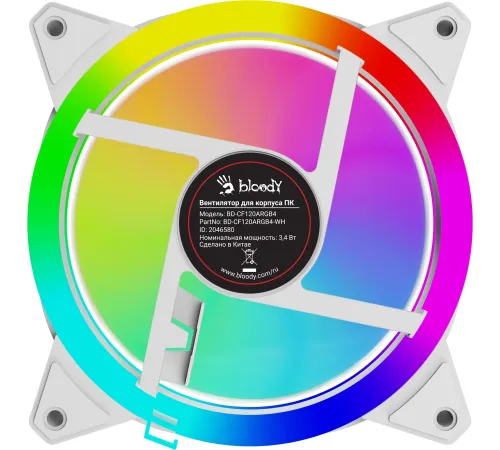 Вентилятор для корпуса Bloody BD-CF120ARGB4 ARGB 120х120x25 белый 4-pin 26дБ (BD-CF120ARGB4-WH) Ret Вентилятор для корпуса Bloody BD-CF120ARGB4 ARGB 120х120x25 белый 4-pin 26дБ (BD-CF120ARGB4-WH) Ret