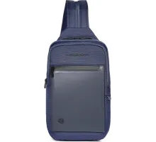 Рюкзак слинг мужской Piquadro Orion CA6625S136/BLU синий ткань/натур.кожа