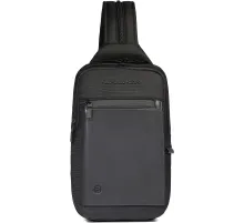 Рюкзак слинг мужской Piquadro Orion CA6625S136/N черный ткань/натур.кожа