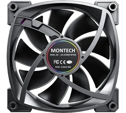 Вентилятор Montech AX120 ARGB 120x120x25mm черный 4-pin 27dB 145gr Ret (AX120 PWM BLACK) Вентилятор Montech AX120 ARGB 120x120x25mm черный 4-pin 27dB 145gr Ret (AX120 PWM BLACK)