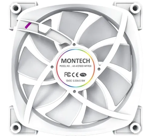 Вентилятор Montech AX120 ARGB 120x120x25mm белый 4-pin 27dB 145gr Ret (AX120 PWM WHITE) Вентилятор Montech AX120 ARGB 120x120x25mm белый 4-pin 27dB 145gr Ret (AX120 PWM WHITE)