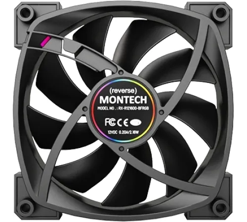 Вентилятор для корпуса Montech RX120 Reverse ARGB 120х120x25 черный 4-pin 27дБ (RX120 PWM BLACK) Ret