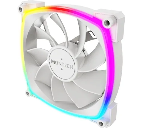 Вентилятор Montech RX120 реверсивный ARGB 120x120x25mm белый 4-pin 27dB 145gr Ret (RX120 PWM WHITE)