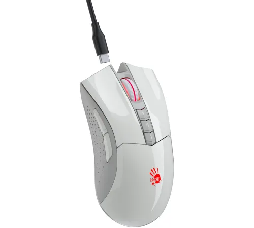 Мышь A4Tech Bloody R90 Plus белый оптическая (5000dpi) беспроводная USB (8but) Мышь A4Tech Bloody R90 Plus белый оптическая (5000dpi) беспроводная USB (8but)