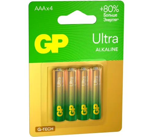 Батарея GP Ultra Alkaline GP 24AUA21-2CRSBC4 AAA (4шт) блистер