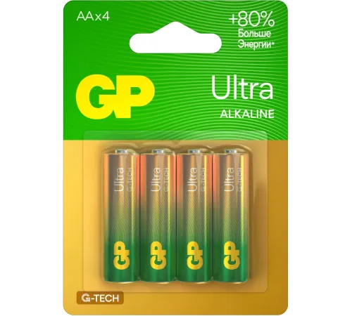 Батарея GP Ultra Alkaline GP 15AUA21-2CRSBC4 AA (4шт) блистер