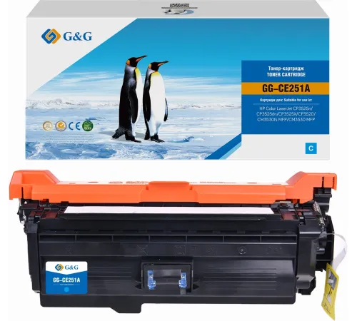 Картридж лазерный G&G GG-CE251A CE251A голубой (7000стр.) для HP CLJ CP3525n/CP3525dn/CP3525X/CP3520/CM3530fs MFP/CM3530 MFP