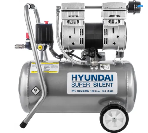 Компрессор поршневой Hyundai HYC 18224LMS безмасляный 180л/мин 24л 1000Вт серебристый Компрессор поршневой Hyundai HYC 18224LMS безмасляный 180л/мин 24л 1000Вт серебристый