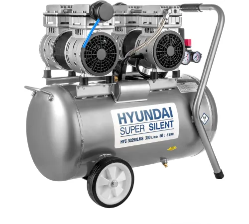 Компрессор поршневой Hyundai HYC 30250LMS безмасляный 300л/мин 50л 2000Вт серебристый/черный Компрессор поршневой Hyundai HYC 30250LMS безмасляный 300л/мин 50л 2000Вт серебристый/черный