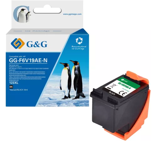 Картридж струйный G&G GG-F6V19AE-N 123XL черный (18мл) для HP DJ 1210/1212/1212/2130/2131/2132/2133/2134/2630/3639 AIO;Envy 4510/4512/4516/4517/4520/4521/4522/4523/4524/4524/4525/4526/4527/4528/5010/5012/5014/5020/5030/5032/5034/5052/5055 AIO;Office 3830/