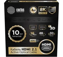 Кабель аудио-видео Cactus CS-HDMI-AOC-2.1-30 HDMI (m)/HDMI (m) 30м. позолоч.конт. черный