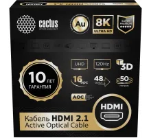Кабель аудио-видео Cactus CS-HDMI-AOC-2.1-50 HDMI (m)/HDMI (m) 50м. позолоч.конт. черный