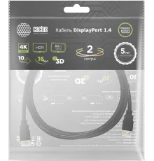 Кабель аудио-видео Cactus CS-DP-DP-1.4-2 DisplayPort (m)/DisplayPort (m) 2м. позолоч.конт. черный