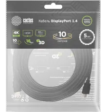 Кабель аудио-видео Cactus CS-DP-DP-1.4-10 DisplayPort (m)/DisplayPort (m) 10м. позолоч.конт. черный