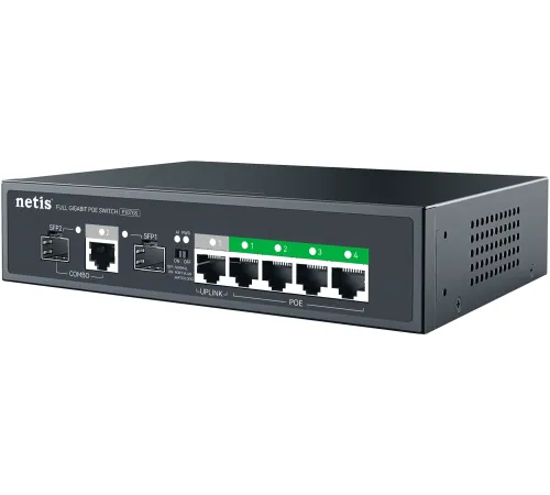 Коммутатор Netis P107GS 6x1Гбит/с 2SFP 4PoE 65W неуправляемый Коммутатор Netis P107GS 6x1Гбит/с 2SFP 4PoE 65W неуправляемый