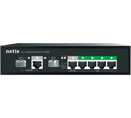 Коммутатор Netis P107GS 6x1Гбит/с 2SFP 4PoE 65W неуправляемый Коммутатор Netis P107GS 6x1Гбит/с 2SFP 4PoE 65W неуправляемый