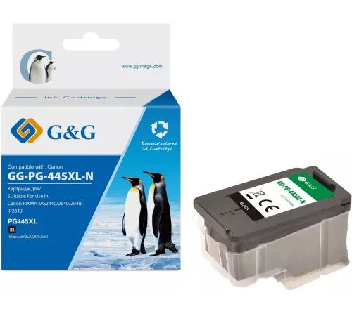 Картридж струйный G&G GG-PG-445XL-N PG-445 черный (15мл) для Canon PIXMA MG3040/2545S/2440/2940/2540/2540S;iP2840;MX494;TS204/3140/3440;TR4540/3340/4640