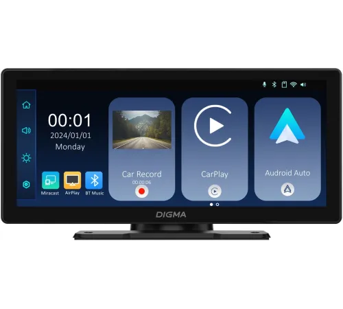Автомобильный монитор Digma Smart Play 1000С, BT, Wi-Fi, CarPlay, Android auto 8.9" 600x1024