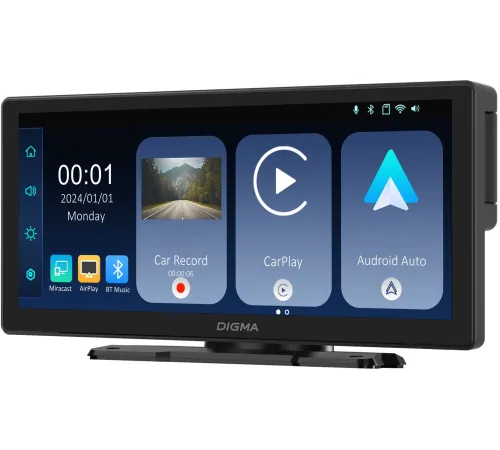 Автомобильный монитор Digma Smart Play 1000С, BT, Wi-Fi, CarPlay, Android auto 8.9" 600x1024