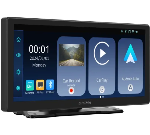 Автомобильный монитор Digma Smart Play 1000С, BT, Wi-Fi, CarPlay, Android auto 8.9" 600x1024