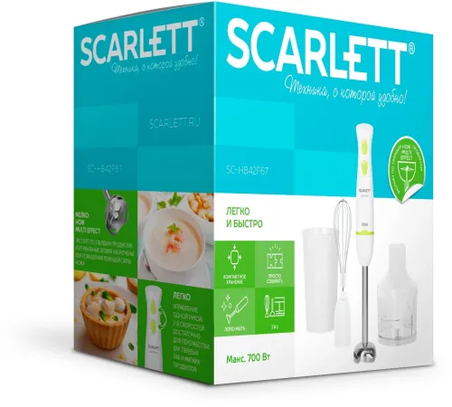 Блендер погружной Scarlett SC-HB42F67 700Вт белый Блендер погружной Scarlett SC-HB42F67 700Вт белый