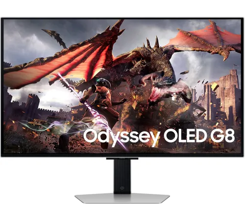 Монитор Samsung 32" Odyssey OLED G8 LS32DG800SIXCI серебристый OLED LED 16:9 HDMI M/M TV матовая HAS Piv 250cd 178гр/178гр 3840x2160 240Hz FreeSync Premium Pro DP 4K USB 8.4кг
