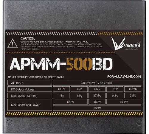 Блок питания Formula ATX 500W APMM-500BD 80+ bronze (20+4pin) APFC 120mm fan 5xSATA RTL Блок питания Formula ATX 500W APMM-500BD 80+ bronze (20+4pin) APFC 120mm fan 5xSATA RTL