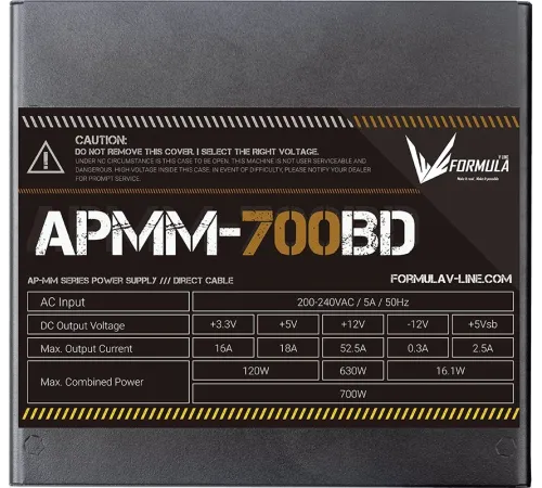 Блок питания Formula ATX 700W APMM-700BD 80+ bronze (20+4pin) APFC 120mm fan 5xSATA RTL Блок питания Formula ATX 700W APMM-700BD 80+ bronze (20+4pin) APFC 120mm fan 5xSATA RTL