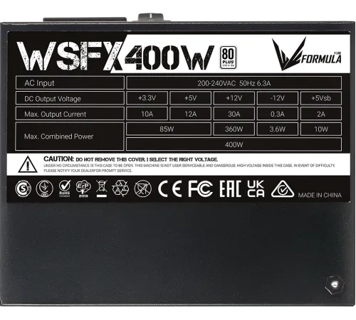 Блок питания Formula SFX 400W WSFX-400 80 PLUS WHITE (20+4pin) APFC 80mm fan 3xSATA Cab Manag RTL Блок питания Formula SFX 400W WSFX-400 80 PLUS WHITE (20+4pin) APFC 80mm fan 3xSATA Cab Manag RTL